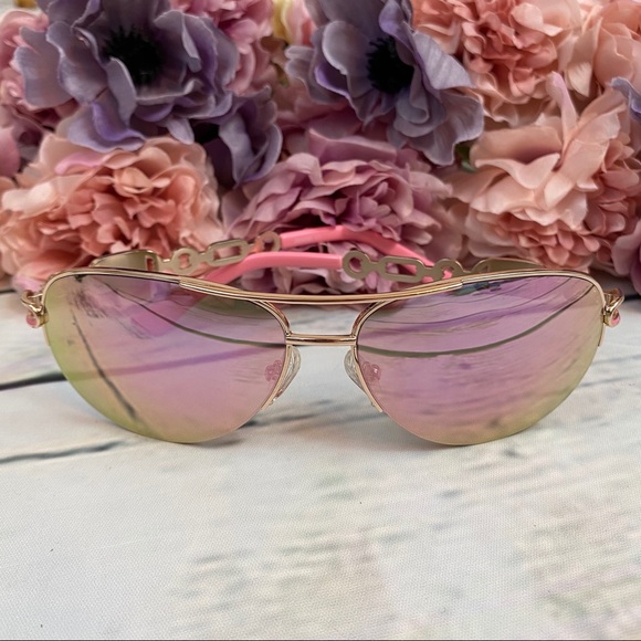 Fenchi Classic Pink Mirrored Aviator Sunglasses - Picture 7 of 16